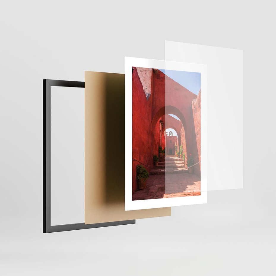 Plakat w ramie 30x40 - Perspektywa Uliczki - uliczka, perspektywa - rama czarna