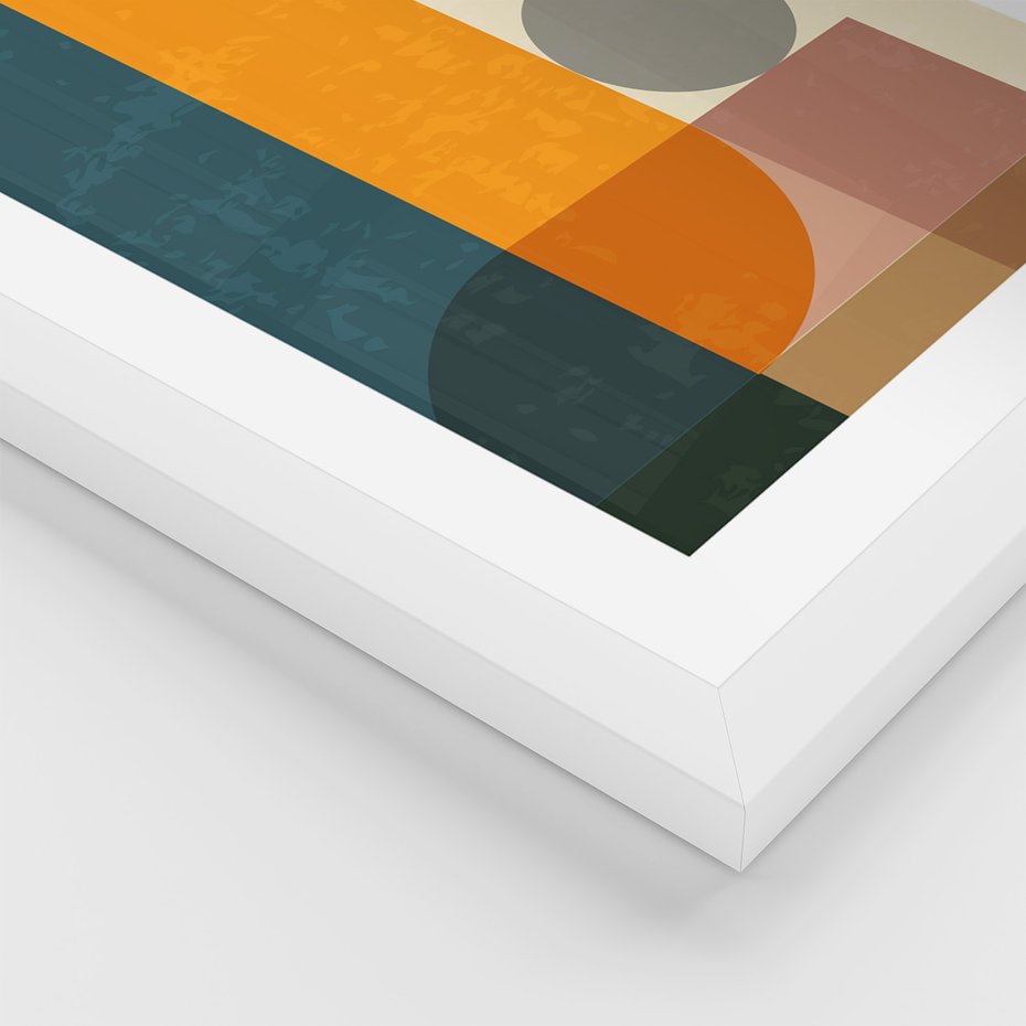 Zestaw obrazy w ramie 40x50 galeria - Retro, kolorowe, geometryczne - rama biała