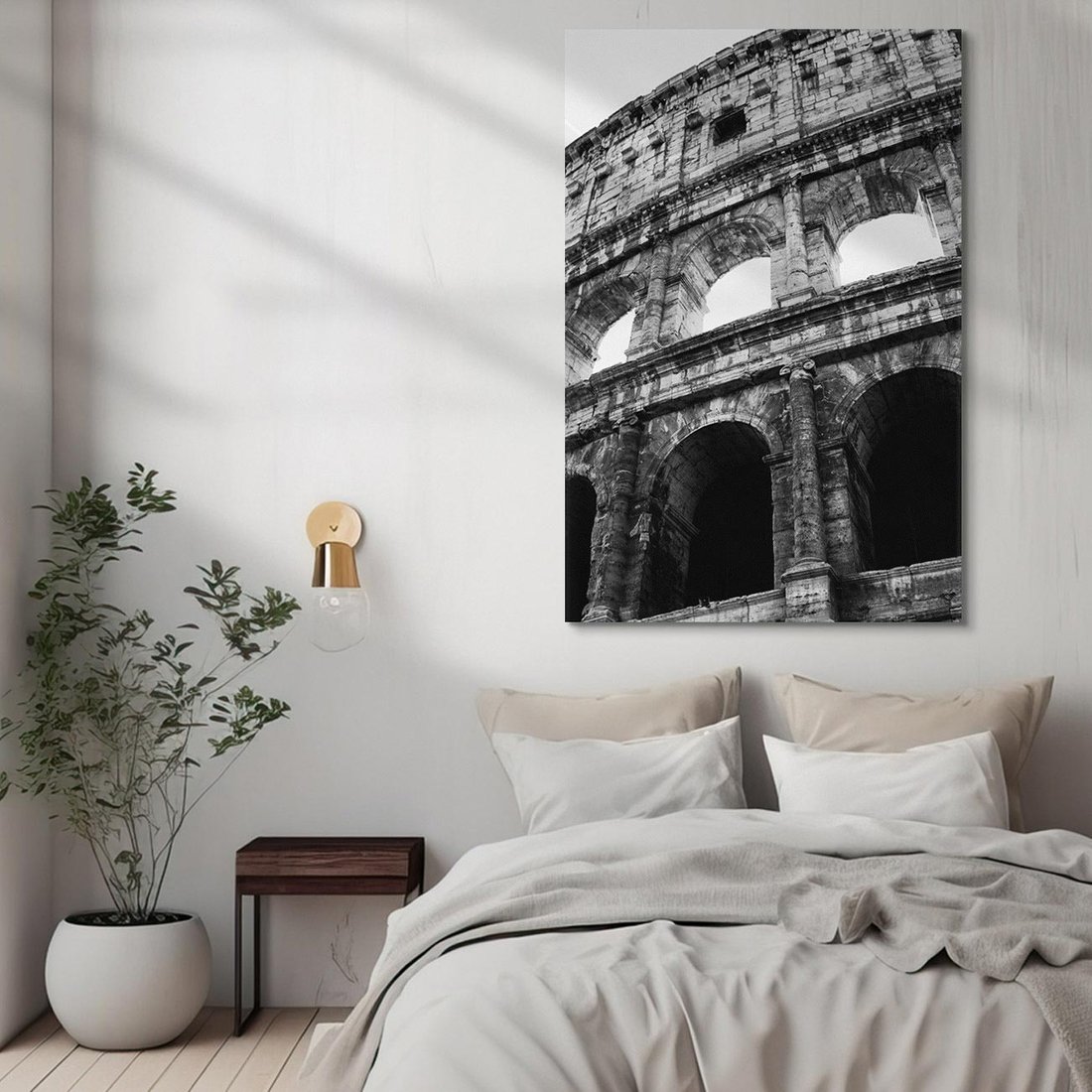 Obraz na płótnie 70x100 - Koloseum w Czarnej Bieli - antyczna architektura, koloseum