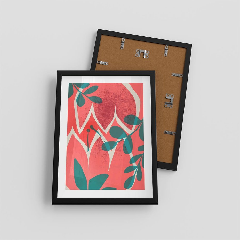 Plakat w ramie 30x40 - Migotliwe Kształty Plam - nowoczesny plakat, abstrakcyjne kwiaty - rama czarna