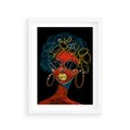 Plakat w ramie 30x40 - Kolorowe Wibracje Rzeczywistości - abstrakcyjny portret kobiety, twarz - rama biała