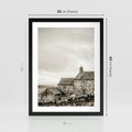 Plakat w ramie 30x40 - Kamienny Dom w Odcieniach Sepii - stary kamienny dom, odcienie sepii - rama czarna