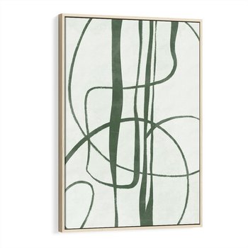 Obraz w ramie 80x120 - Zielony Spokój - zielona abstrakcja, spokojny plakat - rama drewno