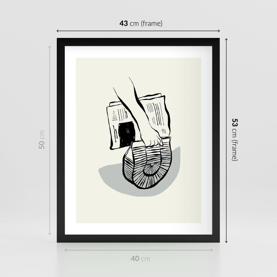 Plakat w ramie 40x50 - Szkicowe Gazetowe Inspiracje - grafika, szkic - rama czarna