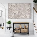 Obraz w ramie 120x80 - Odsłonięte liściowe wspomnienia - monochromatyczne, kolory sepii - rama biała