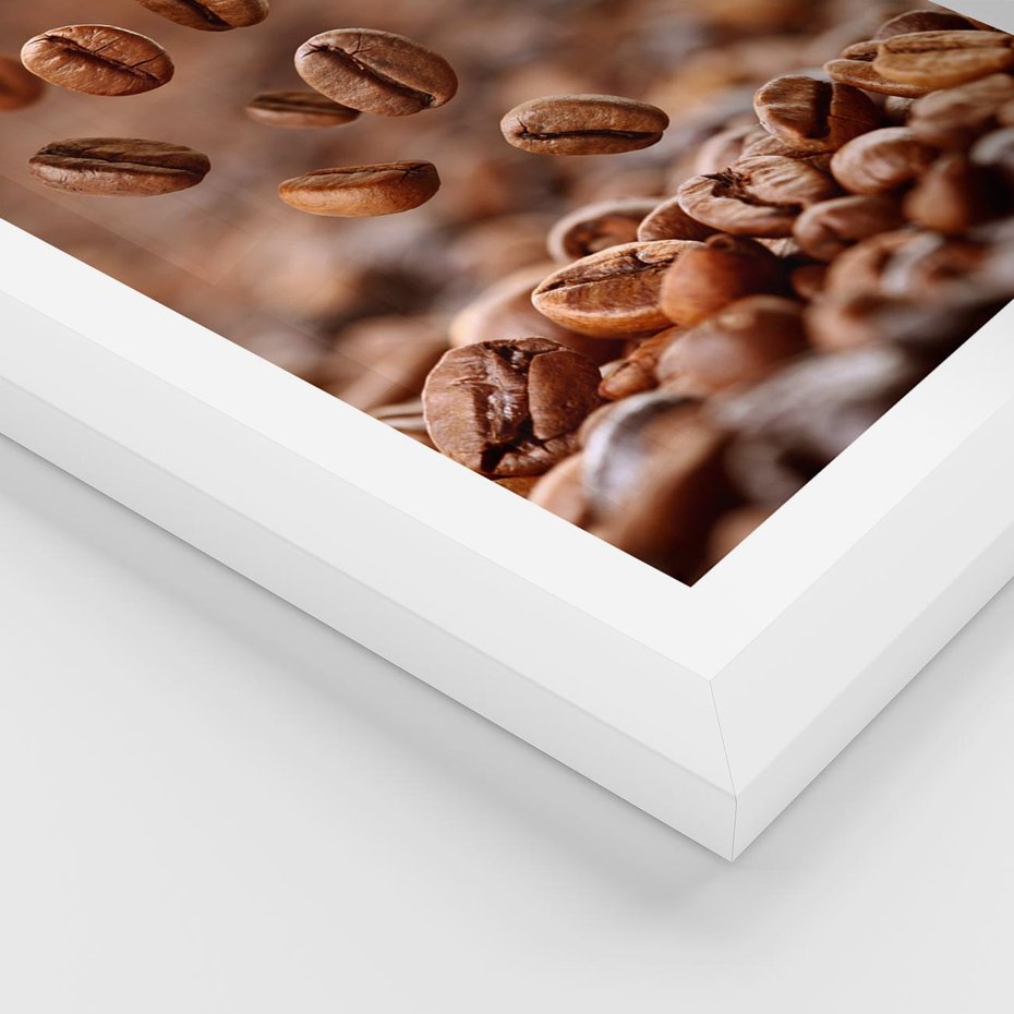 Plakat w ramie 50x70 - Kawiarniana atmosfera kawy - kawa, kawiarnia - rama biała