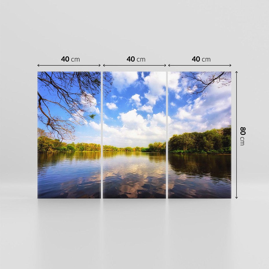 Obraz na płótnie 120x80 - Jezioro: Ukojenie wśród drzew - jezioro, las