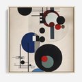 Obraz w ramie 80x80 - Rozkwitające Wibracje Wyobraźni - abstrakcyjna geometryczna kompozycja, koła linie - rama drewno