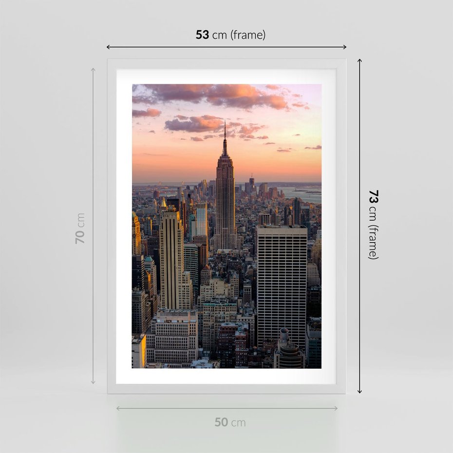 Plakat w ramie 50x70 - Nowojorskie Wieżowce - Nowy York, wieżowce - rama biała