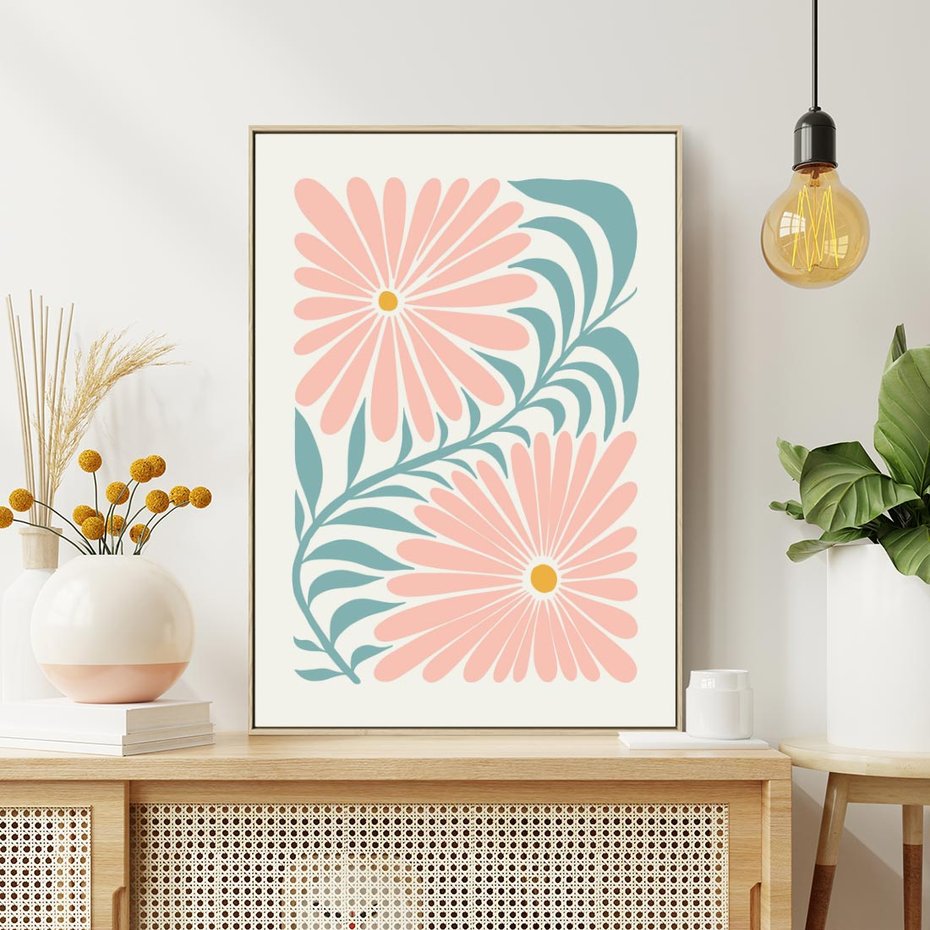 Obraz w ramie 80x120 - Kształtując Marzenia - kwiaty, sztuka nowoczesna - rama drewno