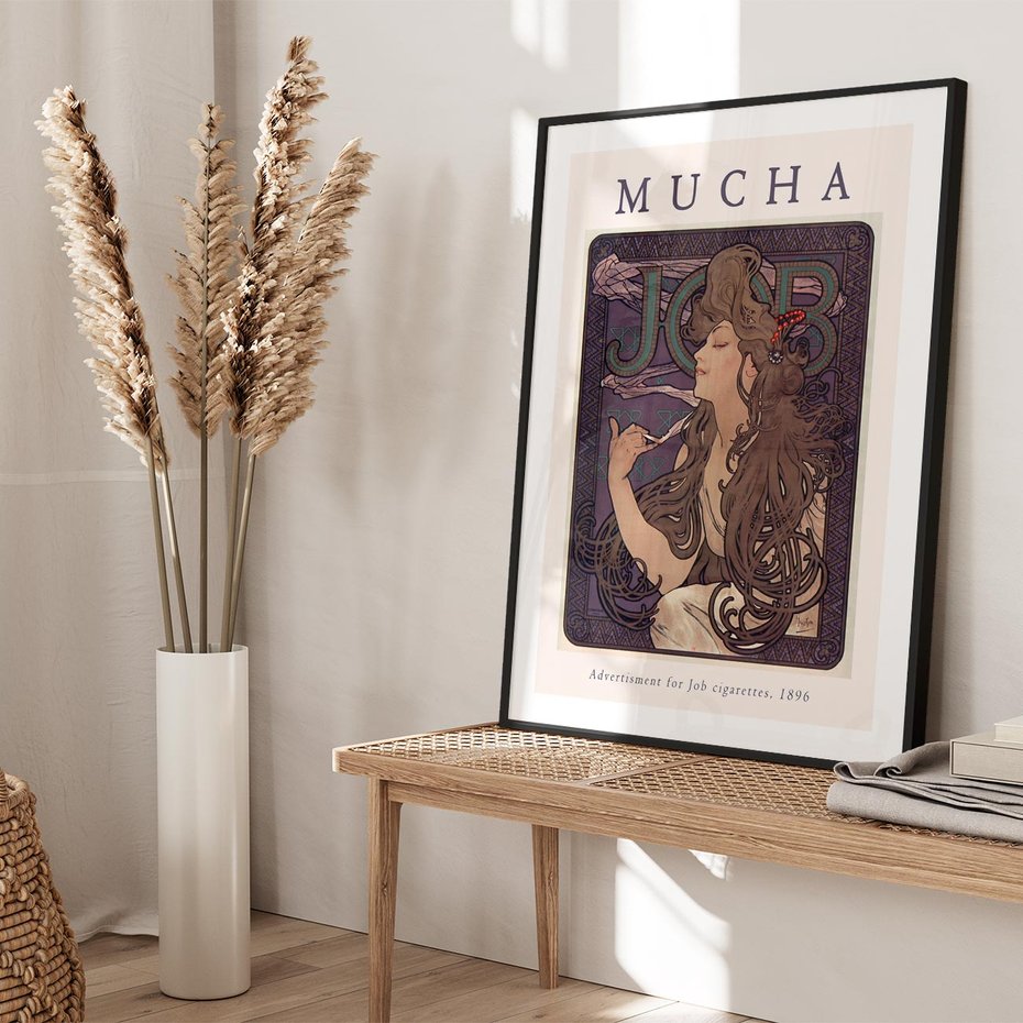 Plakat w ramie 50x70 - Reprodukcja A.Mucha - Mucha, plakat z reprodukcją - rama czarna