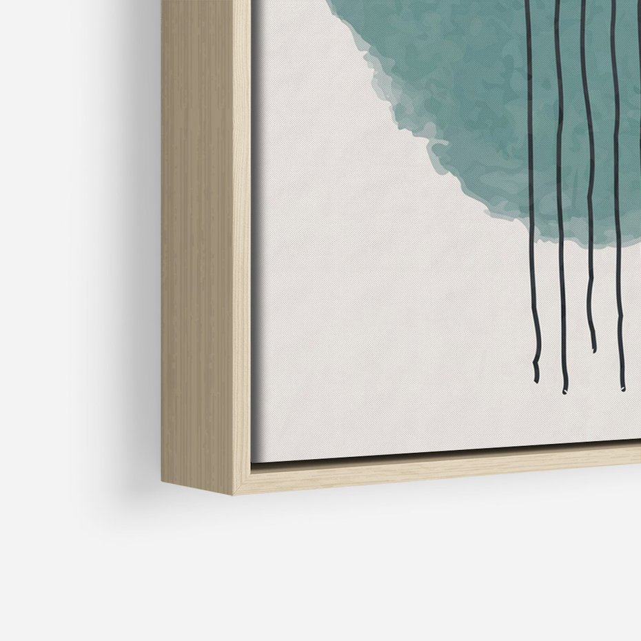 Obraz w ramie 50x70 - Podróżne Inspiracje - abstrakcyjna akwarelowa plama, nieregularne kreski - rama drewno