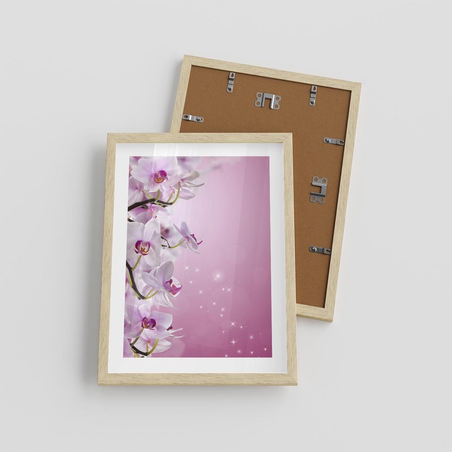 Plakat w ramie 30x40 - Relaksujące Piękno - kwiaty, orchidea - rama drewno