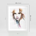 Plakat w ramie 40x50 - Abstrakcyjny portret kobiecy - grafika, kobieta - rama biała