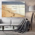 Obraz na płótnie 70x50 - Ślady stóp na plaży - plaża, ślady