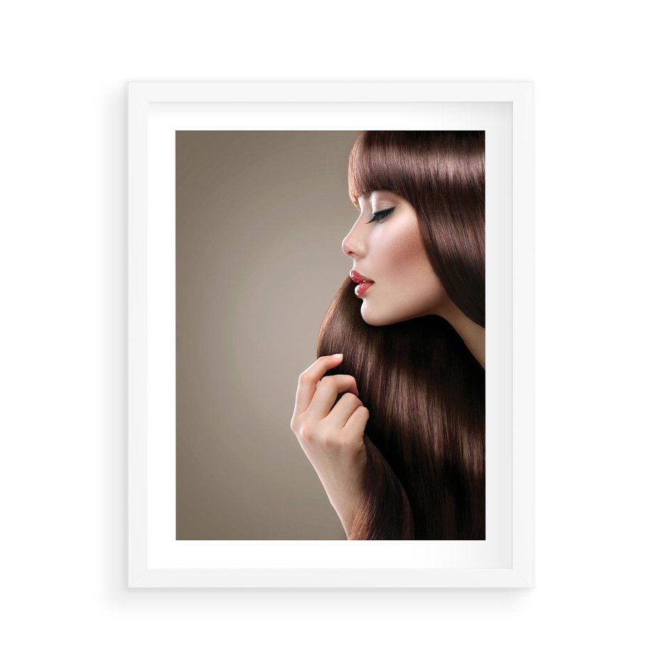 Plakat w ramie 40x50 - Piękno fryzury - włosy, fryzura - rama biała