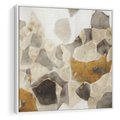 Obraz w ramie 80x80 - Nowoczesne Złoto i Szarość - plamy, złoto - rama biała