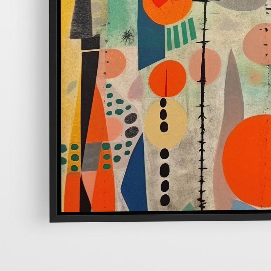 Obraz w ramie 50x50 - Wewnętrzne Zagadki Kształtów - abstrakcyjny obraz, sztuka abstrakcji - rama czarna