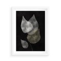 Plakat w ramie 50x70 - Mroczne Złudzenia - abstrakcyjne liście, mroczna atmosfera - rama biała