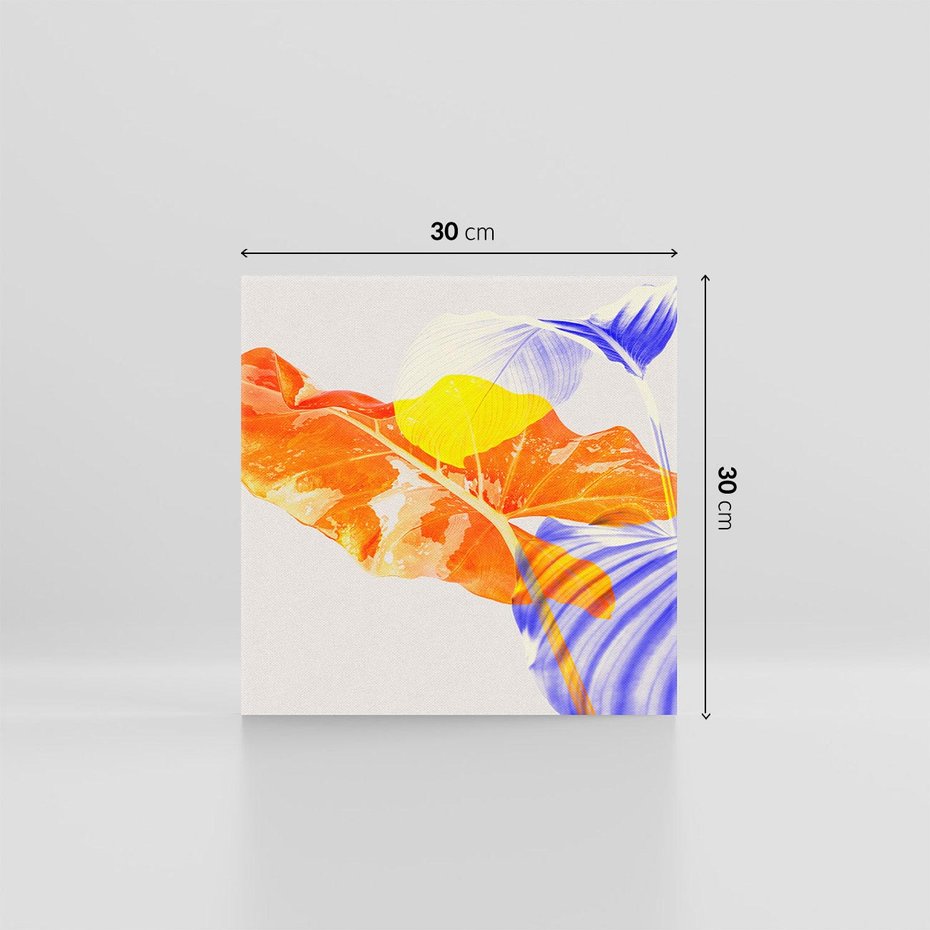 Obraz na płótnie 30x30 - Energetyczne Indygo - retro, tropikalne liście