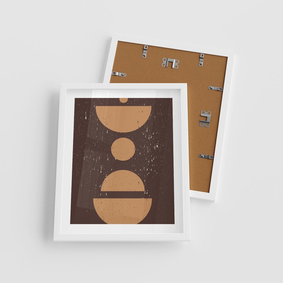 Plakat w ramie 40x50 - Impulsy Przestrzeni - mid century styl, nowoczesna grafika - rama biała
