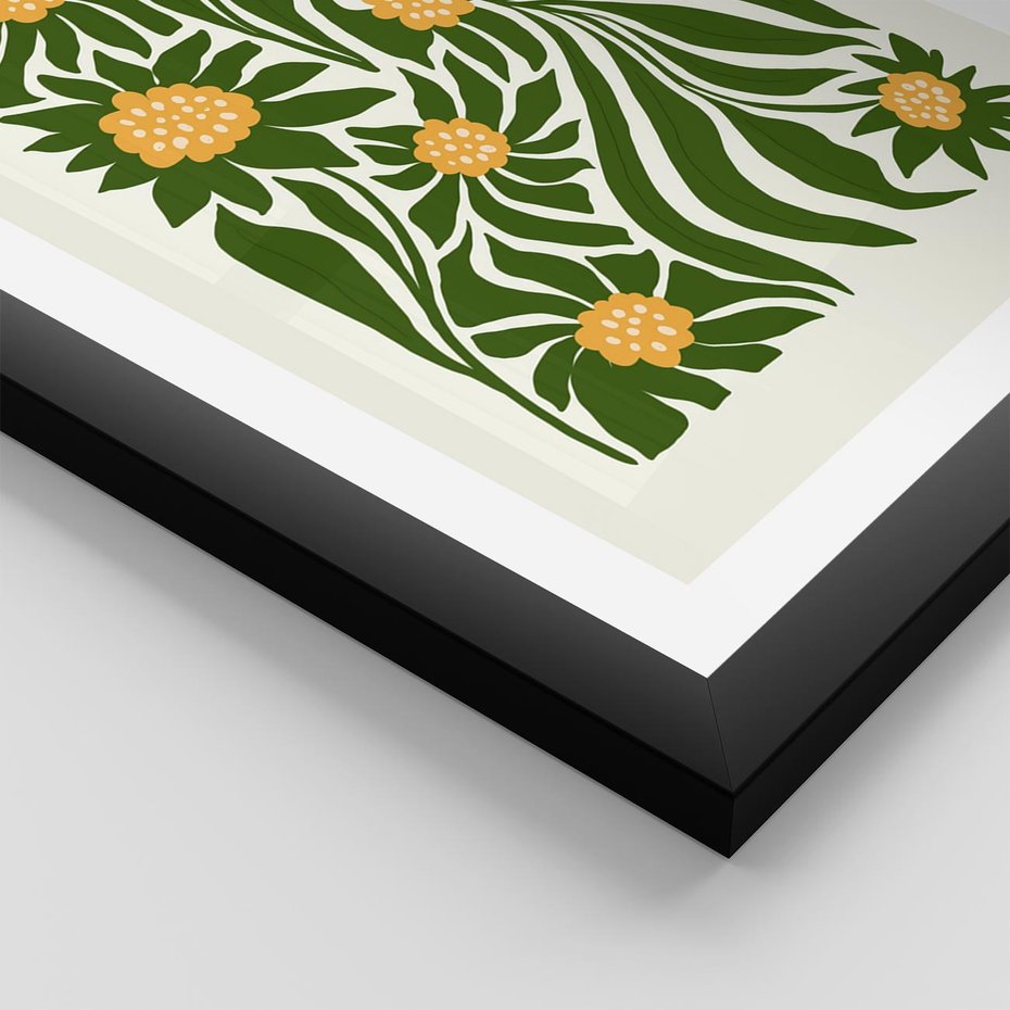 Plakat w ramie 30x40 - Spojrzenie wgłąb roślinnego świata - abstrakcyjne kwiaty, kompozycja - rama czarna