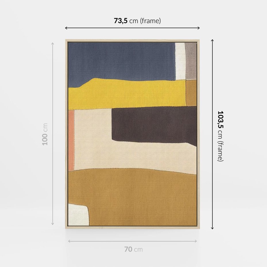 Obraz w ramie 70x100 - Pasy Abstrakcji - kolorowe pasy, plamy koloru - rama drewno