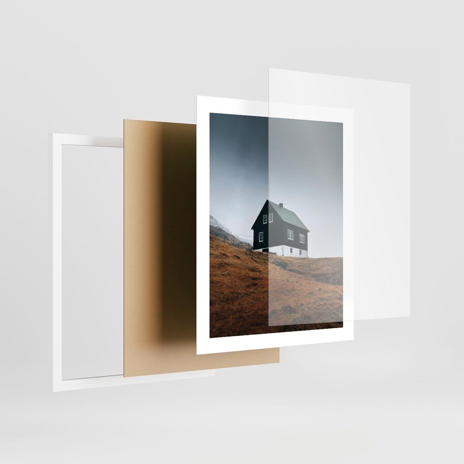 Plakat w ramie 40x50 - Ciepło i Przytulność - skandynawski, domek - rama biała