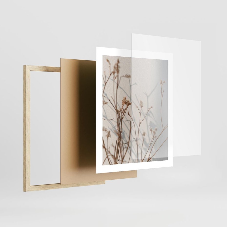 Plakat w ramie 40x50 - Boho gałązki suche - gałązki, suche - rama drewno