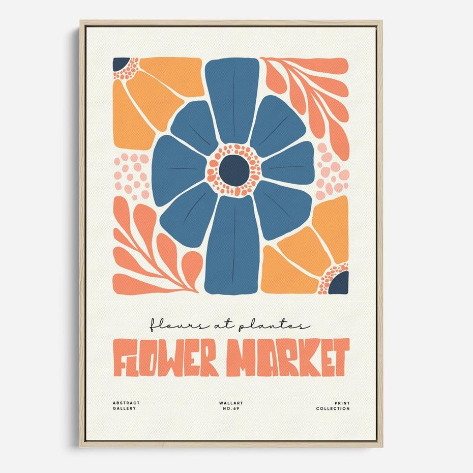 Obraz w ramie 80x120 - Rozbijające Widoki - kwiaty, nowoczesny plakat - rama drewno