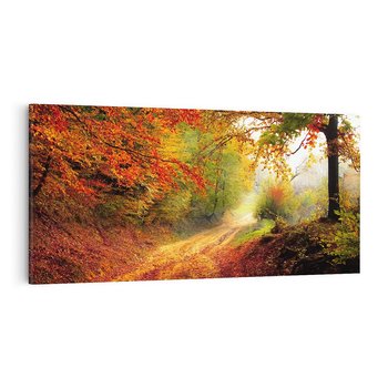 Obraz na płótnie 100x50 - Jesienny las - malownicza droga - las, jesień