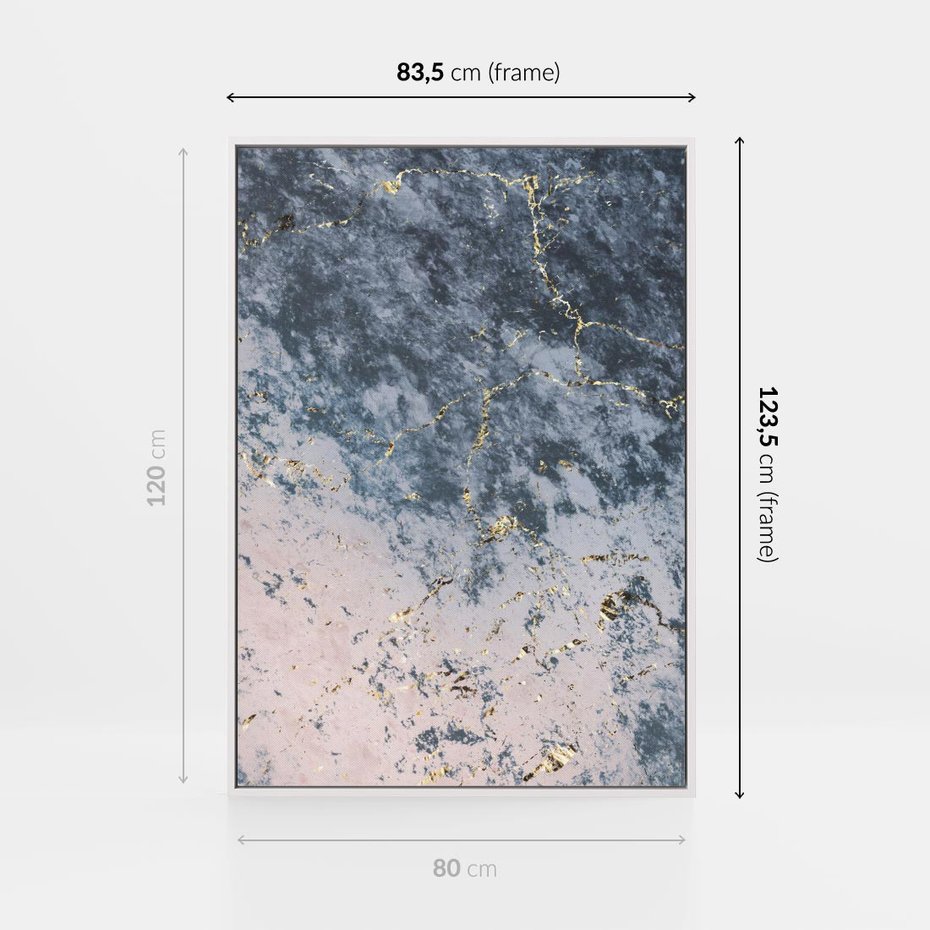 Obraz w ramie 80x120 - Elegancja i Wyrafinowanie - marmur, złoto - rama biała