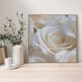 Obraz w ramie 80x80 - Białe róże piękności - białe, róże - rama drewno