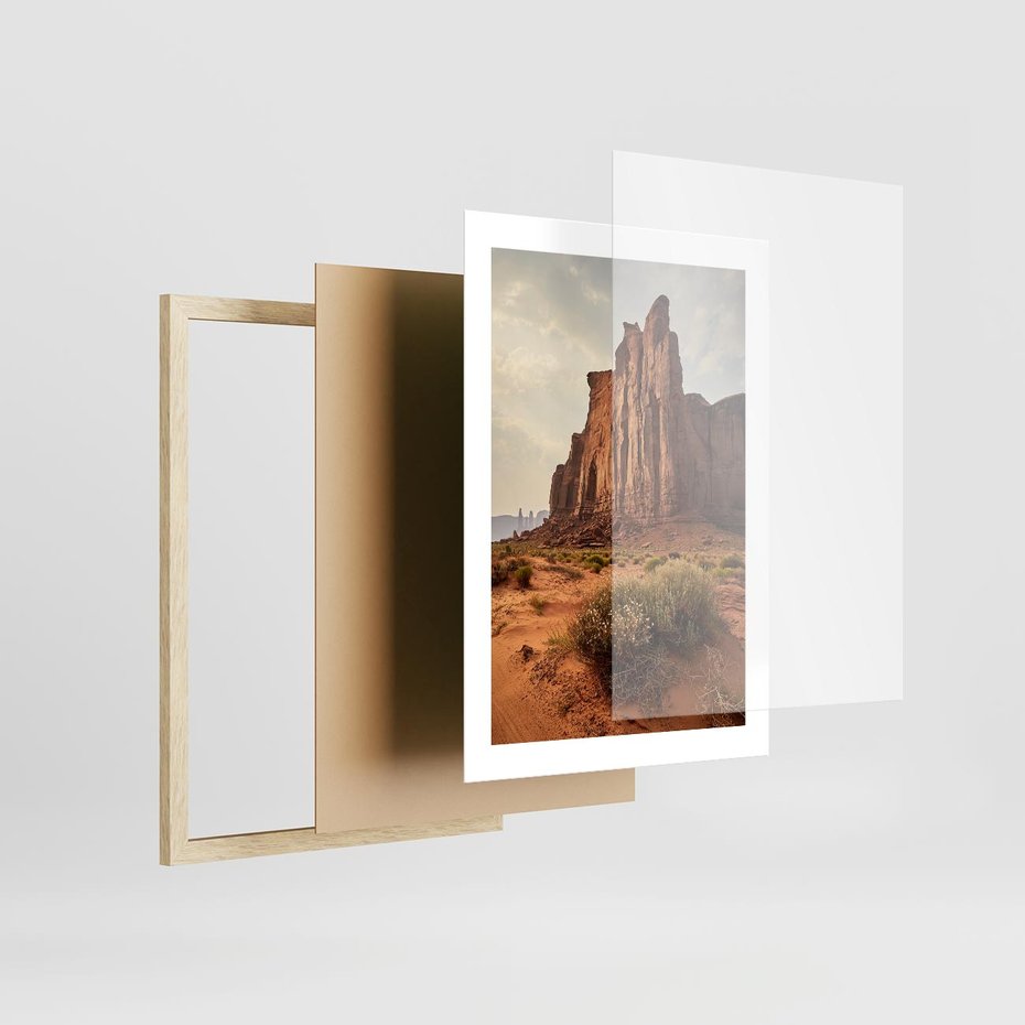 Plakat w ramie 30x40 - Pejzaż pustynnego kanionu - pustynia, kanion - rama drewno