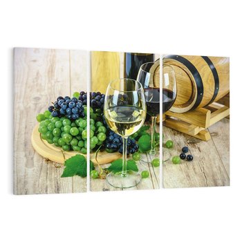 Obraz na płótnie 120x80 - Wino winogrona i kieliszki - wino, winogrona