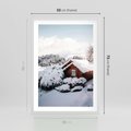Plakat w ramie 50x70 - Zimowa Idylla w Górach - zima w górach, ośnieżone góry - rama biała