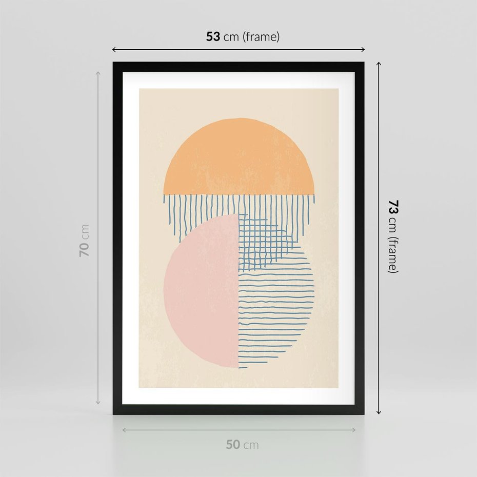 Plakat w ramie 50x70 - Migotliwe Wzory - geometryczne kształty, koła - rama czarna