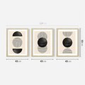 Zestaw obrazy w ramie 40x50 galeria - Geometryczne, grafiki, czarno, biały - rama drewno
