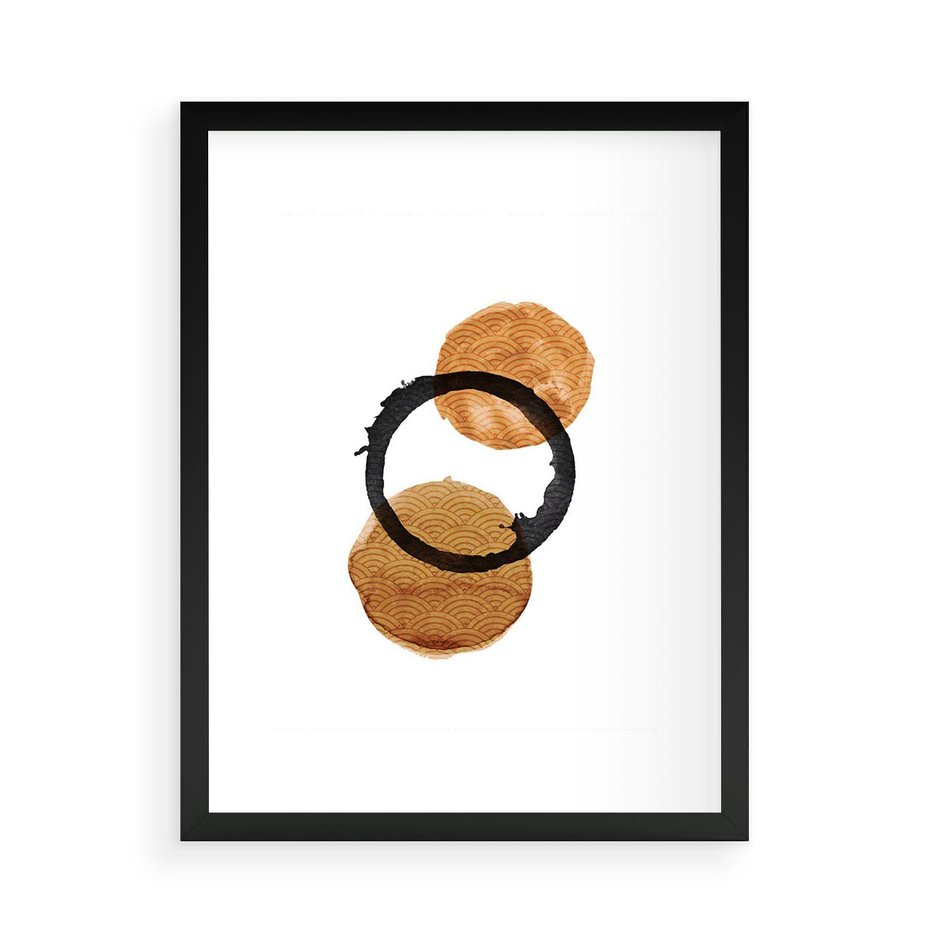 Plakat w ramie 50x70 - Japandi Geometria: Minimalistyczna Grafika - japońska sztuka, geometria - rama czarna