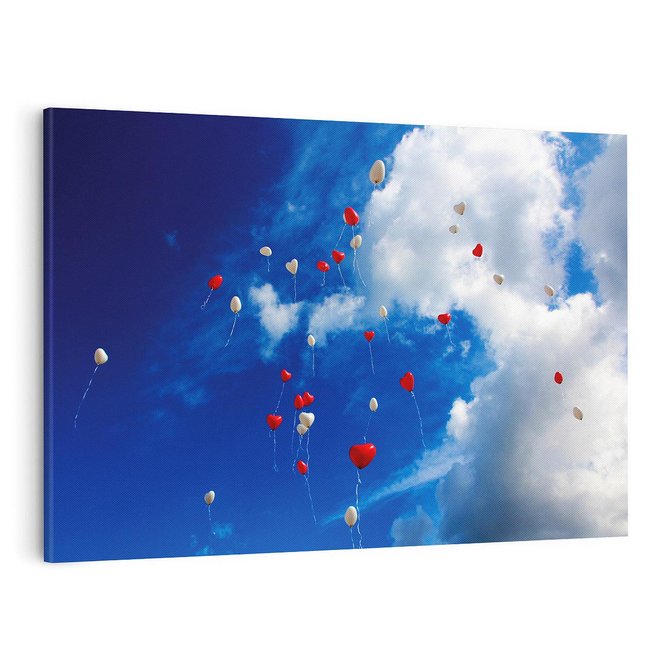 Obraz na płótnie 100x70 - Balony - Serca na niebie - balony, serca