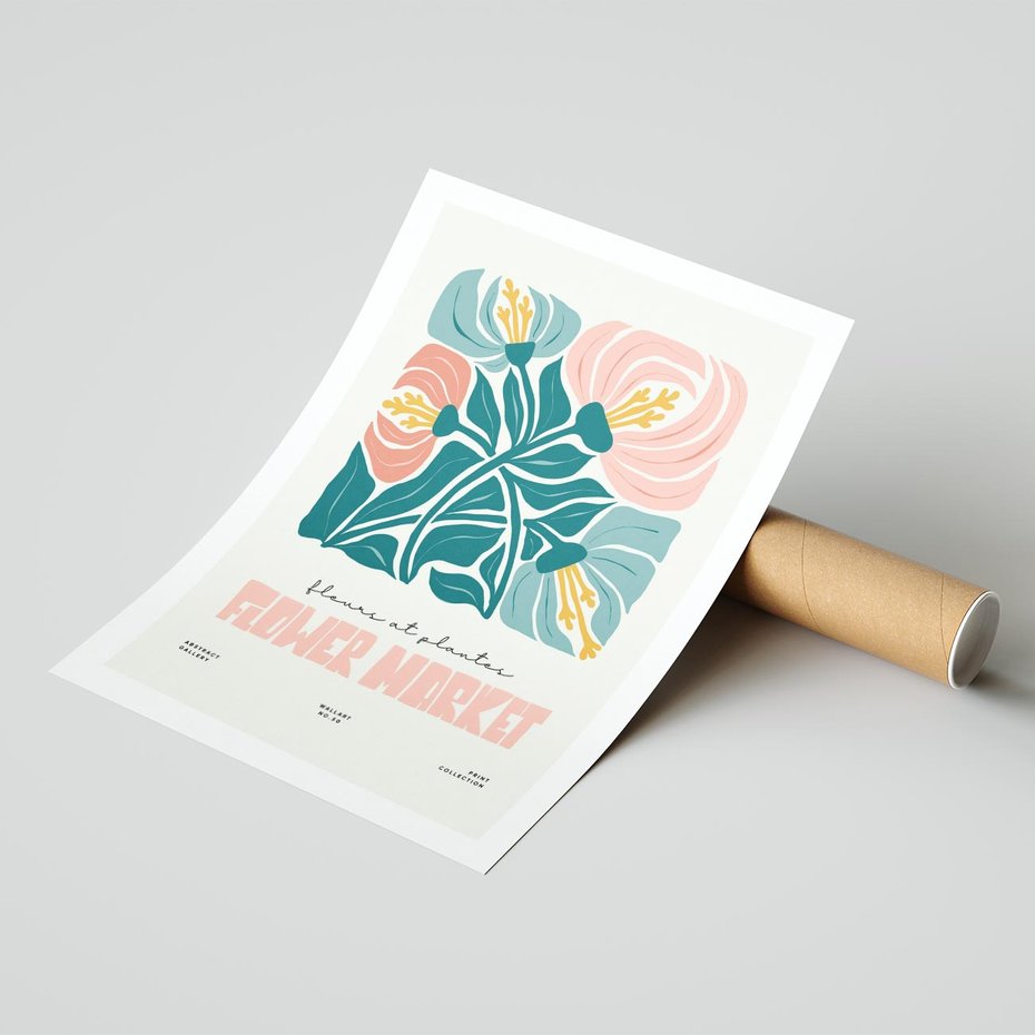 Plakat bez ramy 40x50 - Taniec Kształtów - kwiaty, abstrakcyjna kompozycja