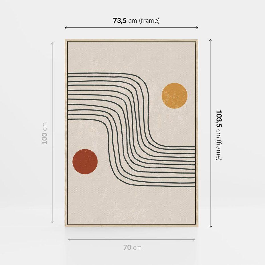 Obraz w ramie 70x100 - Czysta Refleksja - abstrakcyjna sztuka, boho kształty - rama drewno