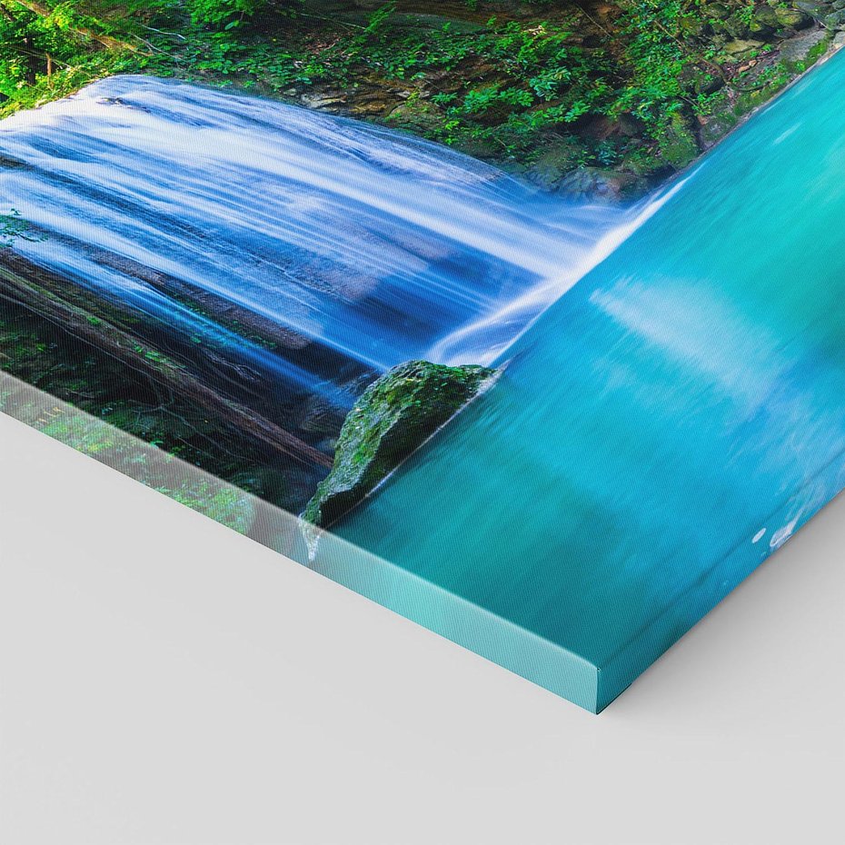 Obraz na płótnie 120x80 - Spotkanie wodospadu nad jeziorem - Tajlandia, wodospad