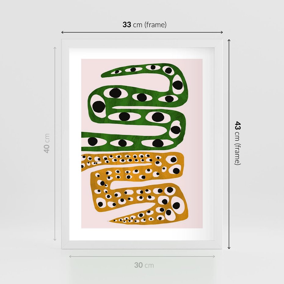 Plakat w ramie 30x40 - Mroczne Wypaczenia - abstrakcyjny obraz, dziwne kształty - rama biała