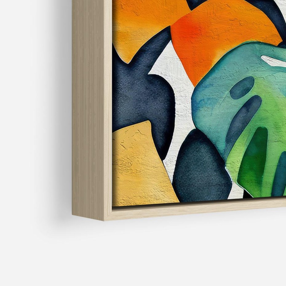 Obraz w ramie 100x70 - Tropikalne Pragnienia - akwarela, liście tropikalne - rama drewno