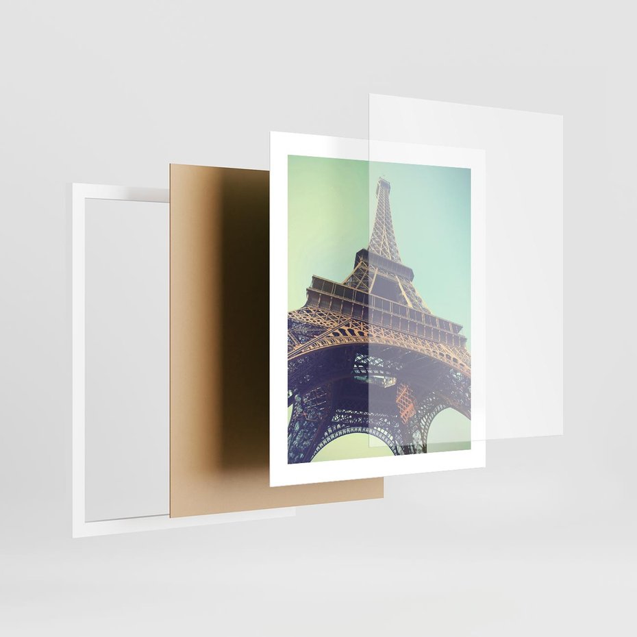 Plakat w ramie 40x50 - Wieża Eiffla w czarno-białej odsłonie - Eiffla, Paryż - rama biała