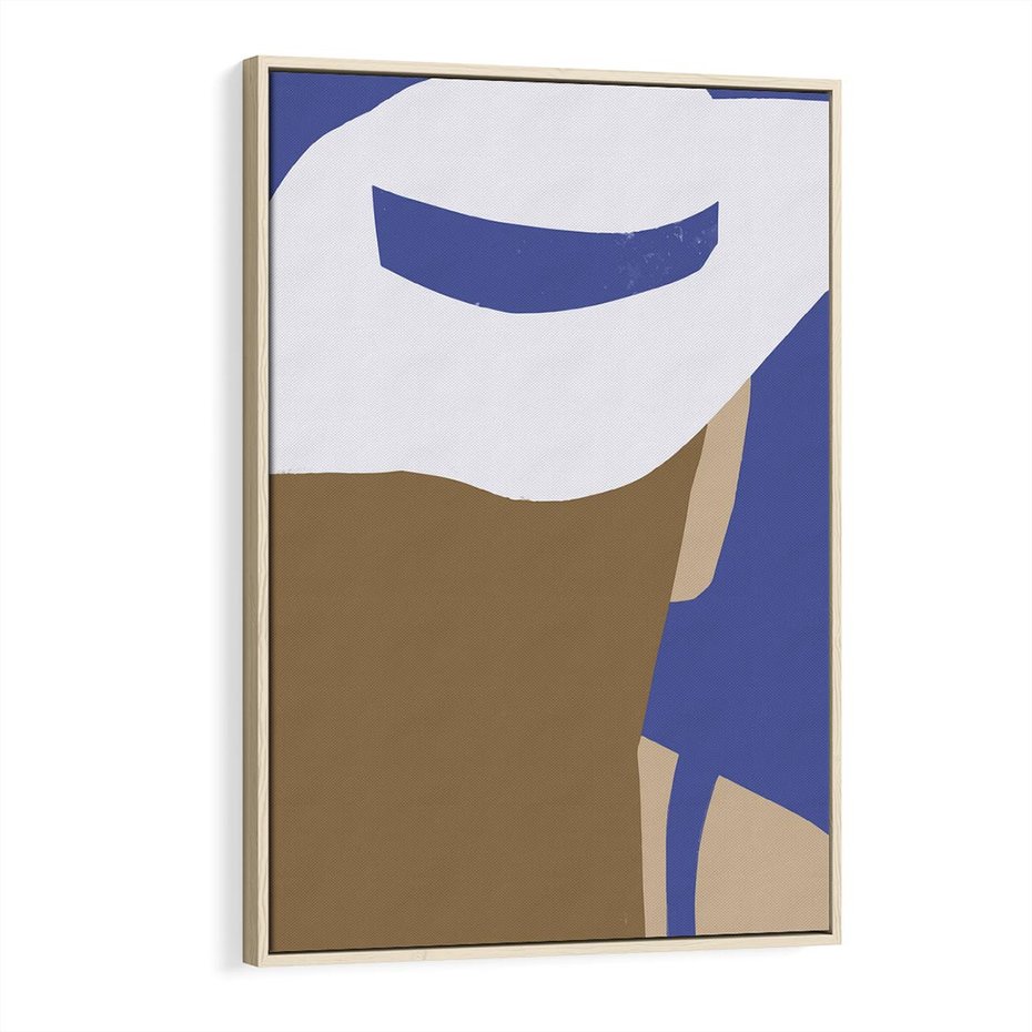 Obraz w ramie 80x120 - Kobiecy Wiatr - plakat retro, kobieta w kapeluszu - rama drewno
