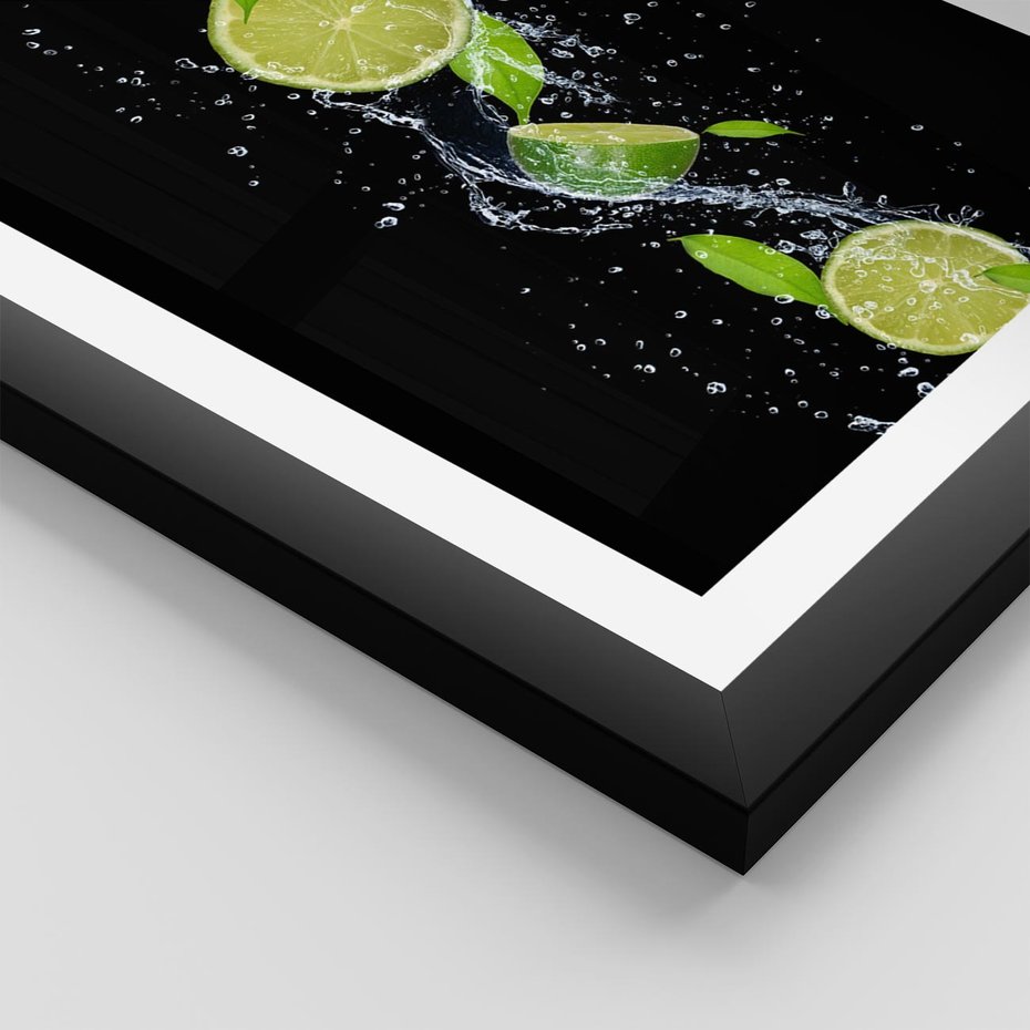 Plakat w ramie 40x50 - Świeżość Cytrusów - limonki, cytryny - rama czarna