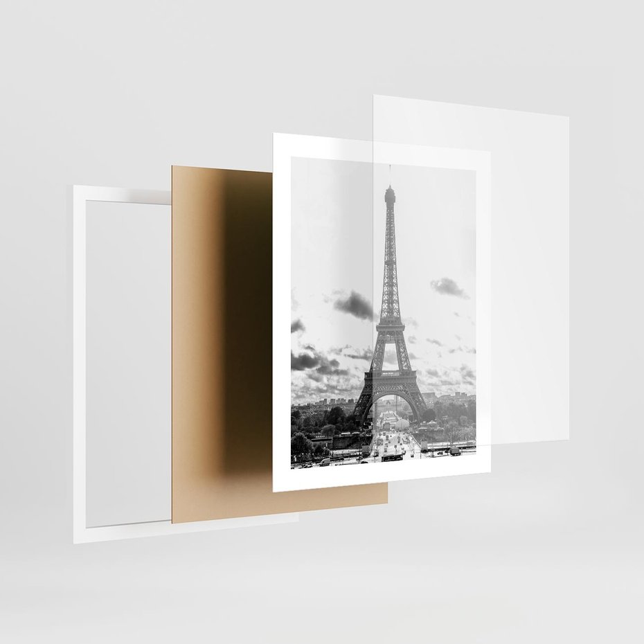 Plakat w ramie 40x50 - Wieża Eiffla - czarno białe zdjecie, wieża eiffla - rama biała