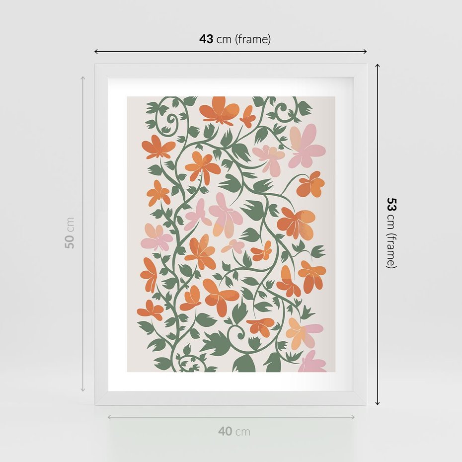 Plakat w ramie 40x50 - Kwiatowa Refleksja - kwiaty polne, plakat - rama biała